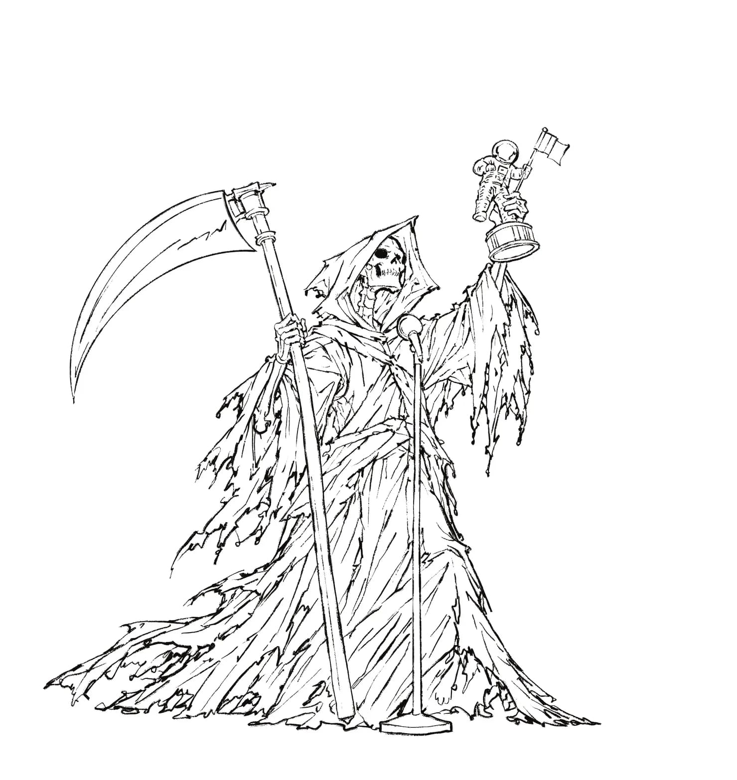 The Grim Reaper at the VMA, inked lines