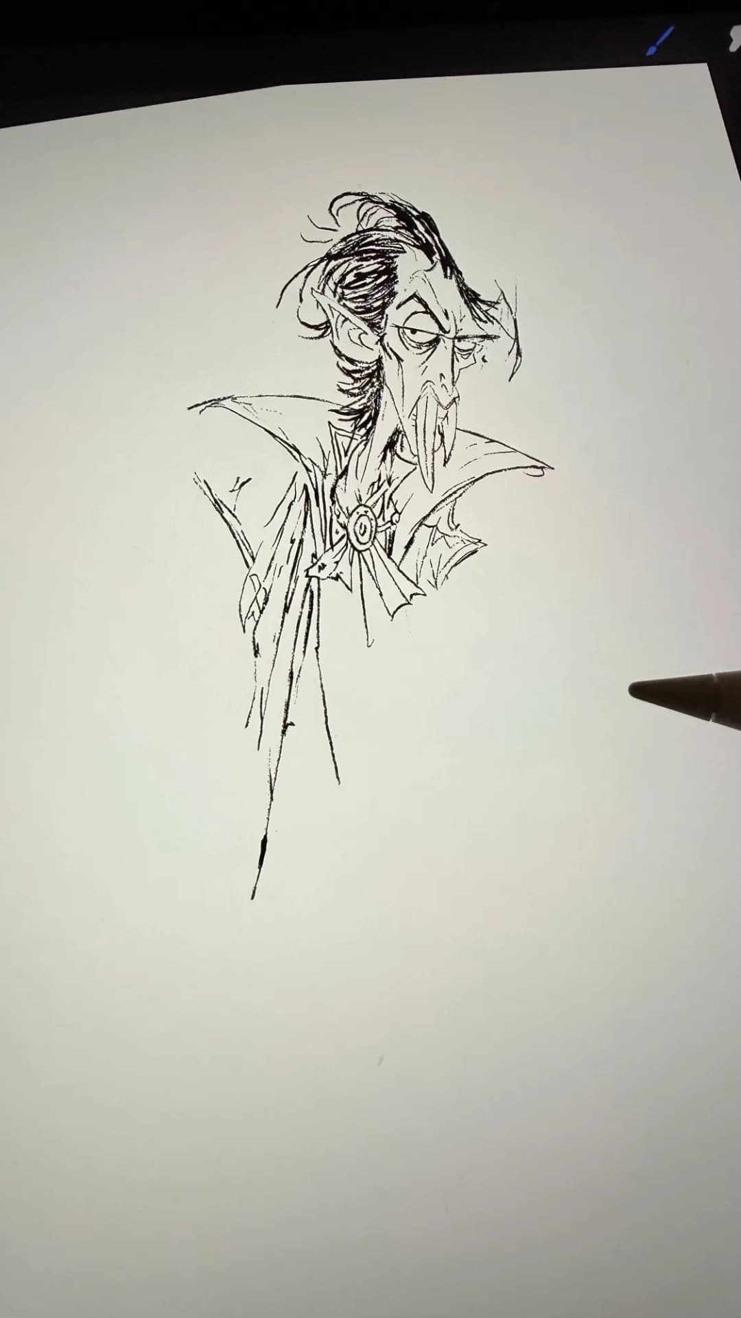 The Vampire Lord, drawn on paper